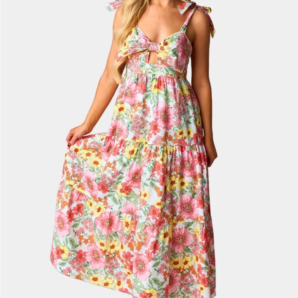 Buddy Love Floral Pink and White Maxi Dress